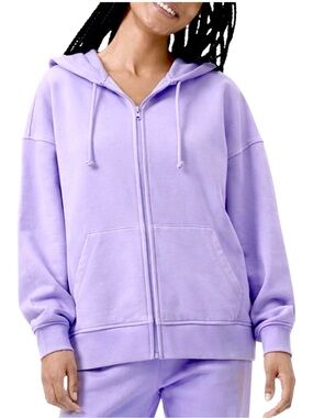 ARITZIA TNA Cozy Fleece Boyfriend Zip Up Hoodie in Gd light iris Lavender 90879